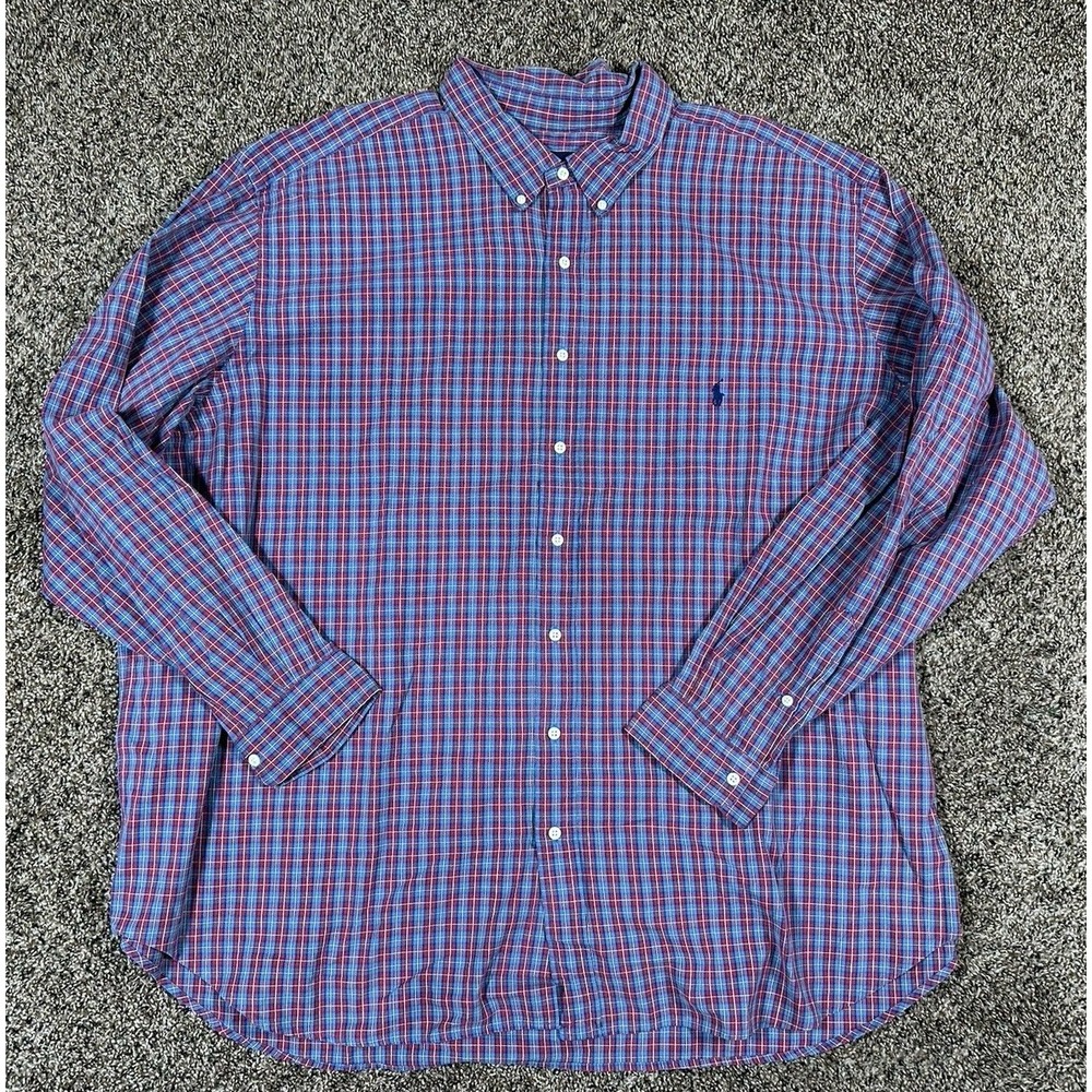 Polo Ralph Lauren Long Sleeve Button Up Dress Shirt Pony Logo Plaid Men's Sz 4XB